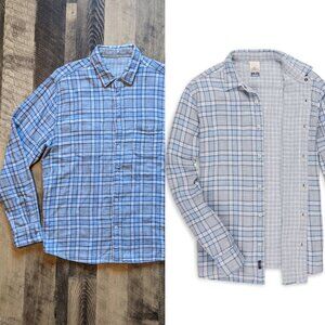Faherty Reversible Belmar Flannel Shirt XL Blue Plaid Cotton
